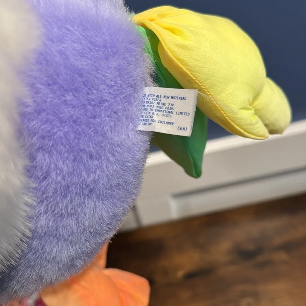 Vintage 90s Dan-Dee Bright Neon Nylon Parachute Beak Toucan Parrot Bird Plush